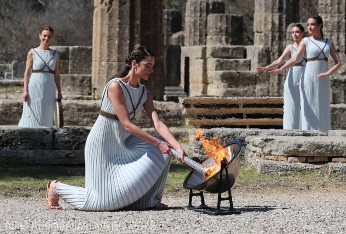 Lighting ceremony of the Olympic flame for Tokyo 2020