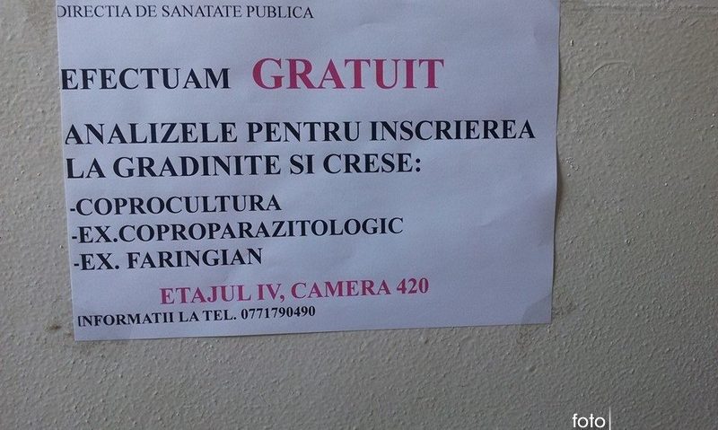 Analize gratuite pentru înscrierea la grădiniţe şi creşe Analize gratuite pentru înscrierea la grădiniţe şi creşe