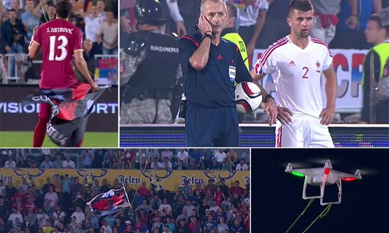 O dronă a anulat meciul Serbia-Albania O dronă a anulat meciul Serbia-Albania