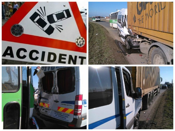 Grav accident de circulaţie: un autobuz şi un microbuz, pline cu pasageri, s-au ciocnit Grav accident de circulaţie: un autobuz şi un microbuz, pline cu pasageri, s-au ciocnit