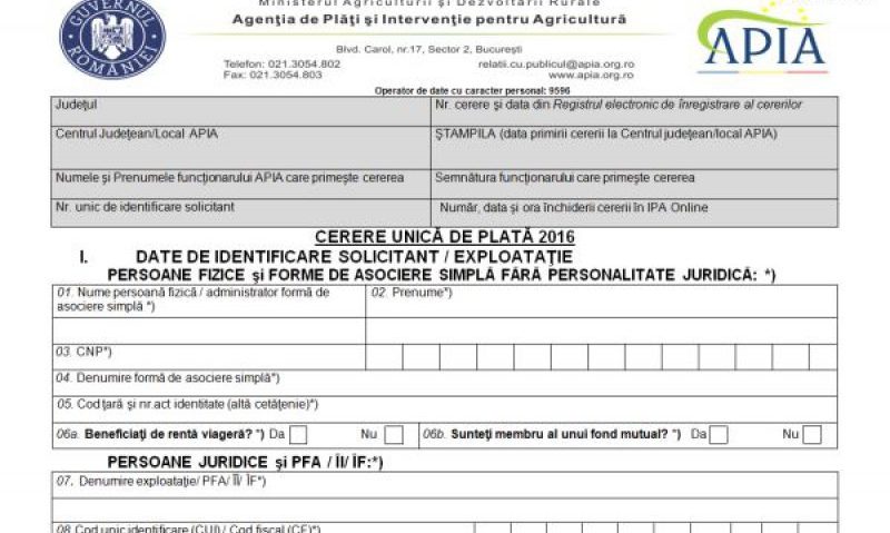 Termen prelungit la APIA. 31 mai data limită pentru depunerea cererilor unice de plată pentru 2016 Termen prelungit la APIA. 31 mai data limită pentru depunerea cererilor unice de plată pentru 2016