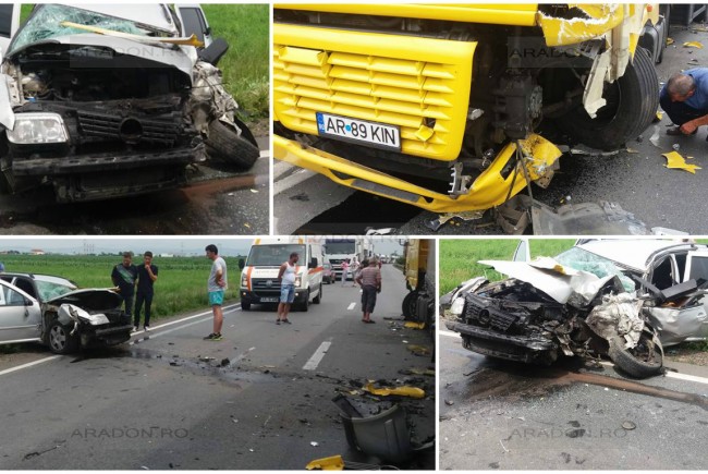 Circulaţie blocată pe centura Aradului, din cauza unui accident rutier soldat cu 4 victime Circulaţie blocată pe centura Aradului, din cauza unui accident rutier soldat cu 4 victime