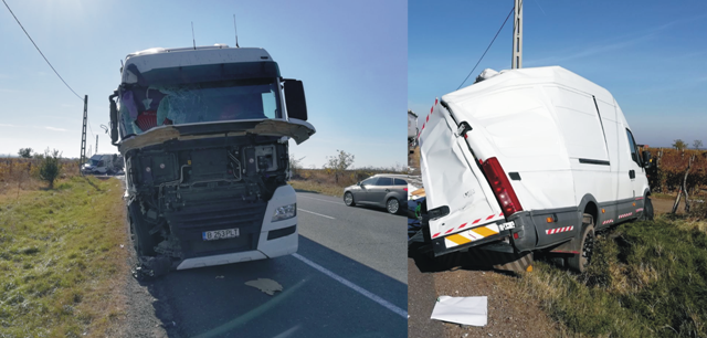Accident între un TIR și o autoutilitară pe E85 Accident între un TIR și o autoutilitară pe E85