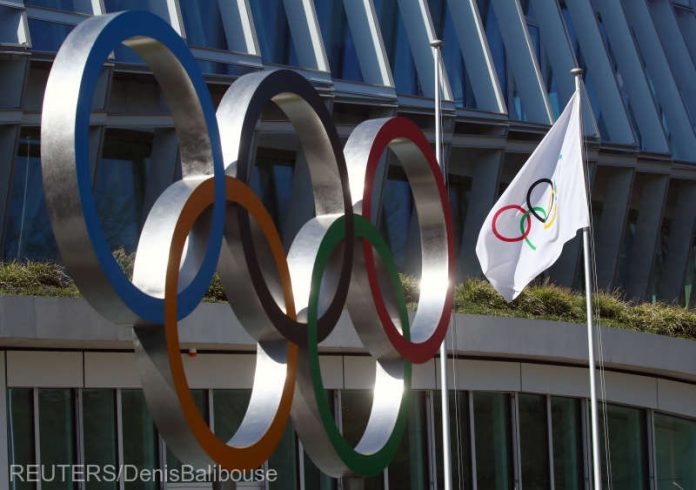 The Olympic rings are pictured in front of the International Olympic Committee (IOC) in Lausanne