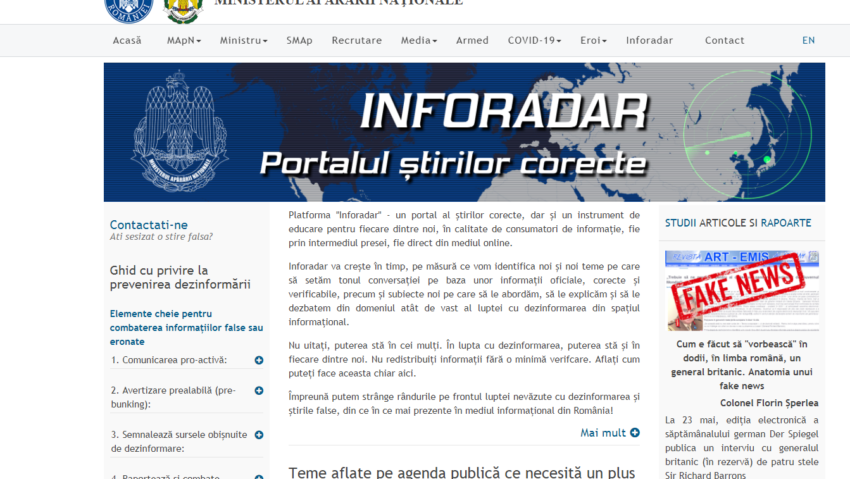 Lansarea platformei MApN dedicată ştirilor corecte – Inforadar Lansarea platformei MApN dedicată ştirilor corecte – Inforadar