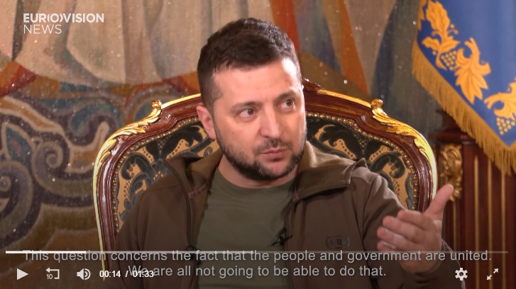 Interviu exclusiv al președintelui Zelensky pentru Eurovision News Interviu exclusiv al președintelui Zelensky pentru Eurovision News