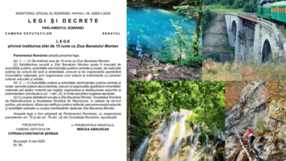 15 iunie devine oficial Ziua Banatului Montan: Legea a fost promulgată