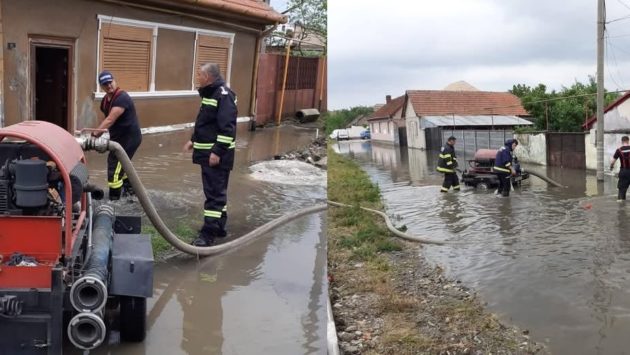 Inundații la Bocșa: se intervine pentru limitarea pagubelor în 20 de gospodării