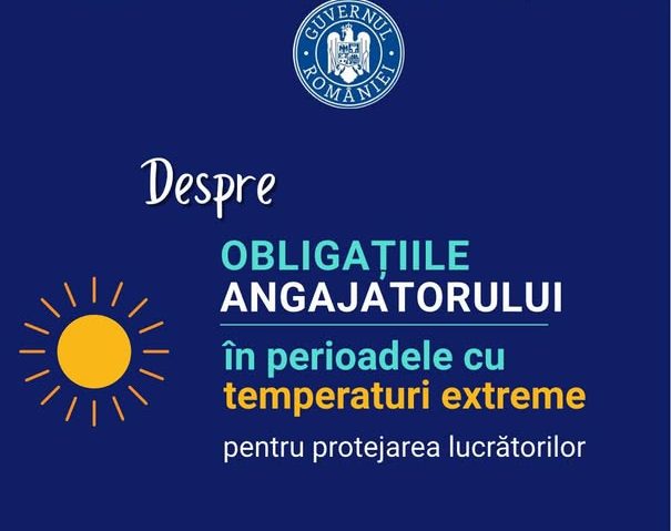 Angajatorii trebuie să resprecte o serie de măsuri obligatorii în perioadele cu temperaturi extreme Angajatorii trebuie să resprecte o serie de măsuri obligatorii în perioadele cu temperaturi extreme