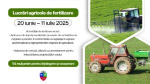 Lucrări de fertilizare a terenurilor în zona Agadici din Caraș-Severin, în perioada 20 iunie – 11 iulie 2025