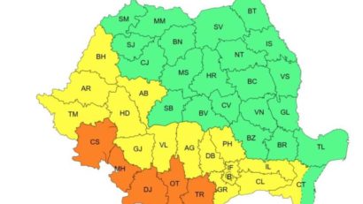 Cod portocaliu de caniculă în județele Caraș-Severin, Mehedinți, Dolj, Olt și Teleorman