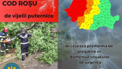 COD ROȘU de vijelii în Caraș-Severin