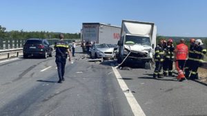 Carambol la coborâre de pe A1 spre Margina