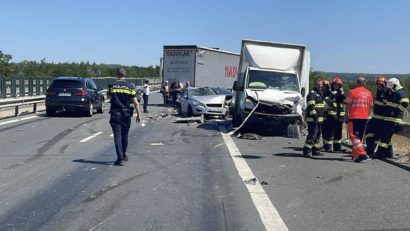 Carambol la coborâre de pe A1 spre Margina