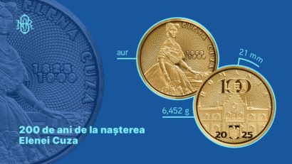BNR lansează în circuitul numismatic o monedă din aur cu tema 200 de ani de la nașterea Elenei Cuza