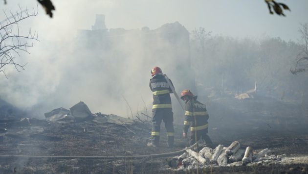 Peste 75 de pompieri luptă cu flăcările în mai multe localități din Mehedinţi