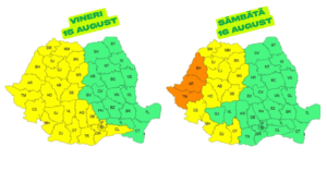 Cod galben de caniculă în vestul și sud-vestul României pe 15 și 16 august 2025