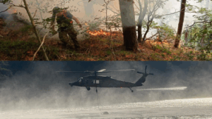 Incendiul de litieră de la Văliug, lichidat cu sprijinul elicopterului Black Hawk al MAI