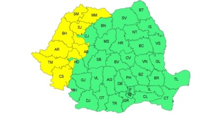Ploi şi vijelii, de duminică seară, în mai multe regiuni din vestul ţării