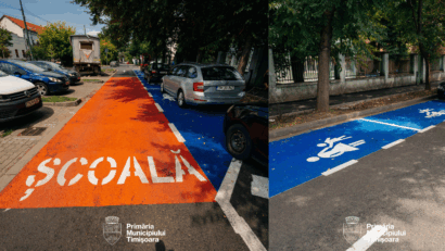 Punct drop-off în fața Școlii Gimnaziale Nr. 21 din Timișoara și fațadă complet renovată