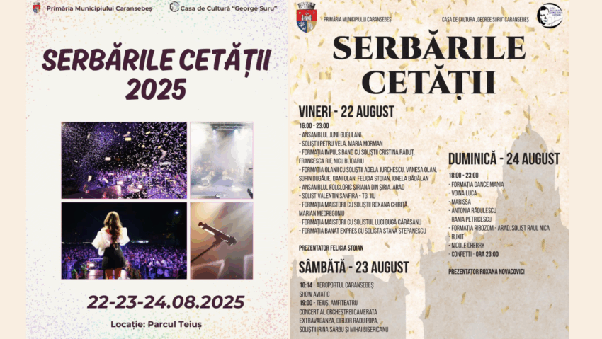 Caransebeșul sărbătorește 20 de ani de tradiție la „Sărbătorile Cetății” – ediția 2025 aduce momente muzicale unice Caransebeșul sărbătorește 20 de ani de tradiție la „Sărbătorile Cetății” – ediția 2025 aduce momente muzicale unice