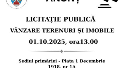 Primăria Reșița scoate la licitație terenuri și imobile pe 1 octombrie 2025