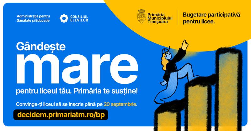 Primăria Timişoara caută membri pentru Comisia de Buget Participativ dedicată liceenilor Primăria Timişoara caută membri pentru Comisia de Buget Participativ dedicată liceenilor
