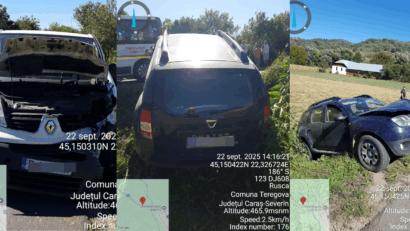 Accident rutier la Rusca, comuna Teregova: două persoane rănite după coliziunea dintre o ambulanță și un autoturism