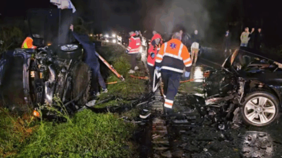 Accident rutier grav pe DN 58B, în afara municipiului Reșița: trei persoane au ajuns la spital