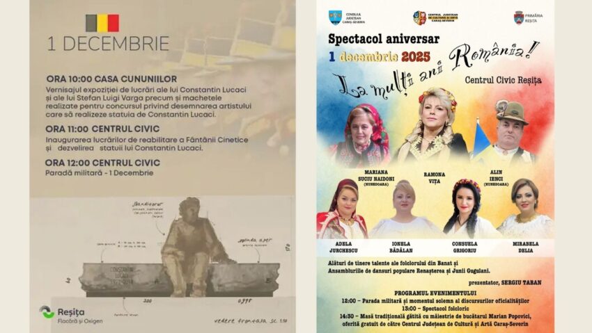 Reșița marchează Ziua Națională a României prin evenimente dedicate comunității și patrimoniului local
