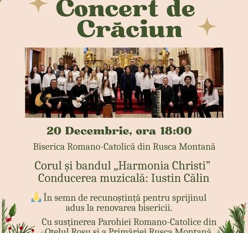 Concert de Crăciun la Rusca Montană – O seară de colinde, recunoștință și comunitate