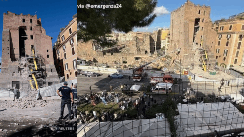 Turn medieval prăbuşit la Roma: muncitorul român prins sub dărâmături a murit