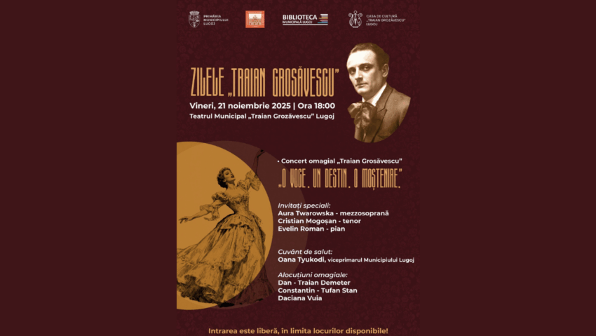 Concert omagial „Traian Grozăvescu” la Lugoj: o seară dedicată moștenirii marelui tenor