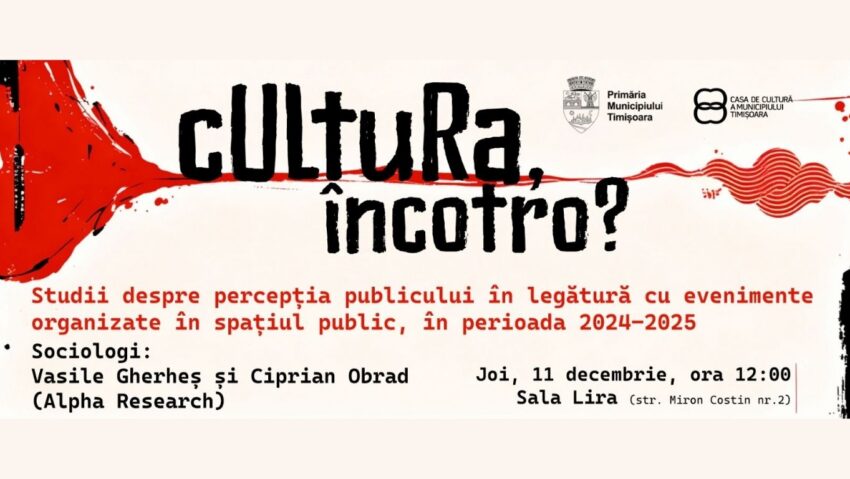 Cultură, încotro? Patru cercetări despre relația timișorenilor cu evenimentele din spațiul public – prezentare la Sala Lira
