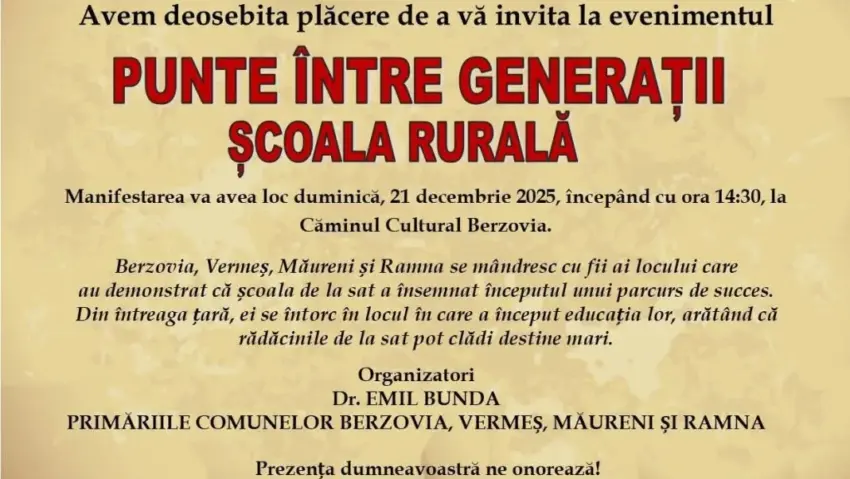 „Punte între generații – Școala rurală”, un eveniment despre rădăcini, educație și destine construite cu muncă