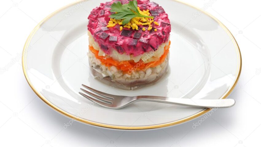Salată stratificată de hering