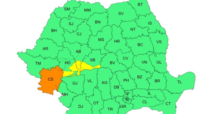 Vânt puternic în vestul țării – Caraș-Severin, sub avertizare cod portocaliu. Rafale de peste 120 km/h în Munții Banatului