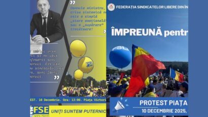 Protest al sindicatelor din Educație în Piața Victoriei, pe 10 decembrie, ora 13:00. Profesorii cer demnitate și schimbarea politicilor din școli