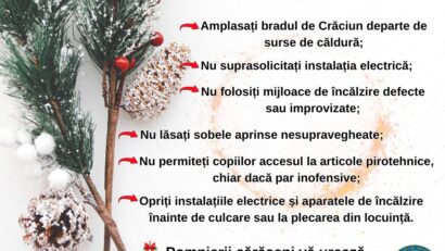 Recomandări ISU Semenic pentru sărbătorile de iarnă: Siguranța ta contează