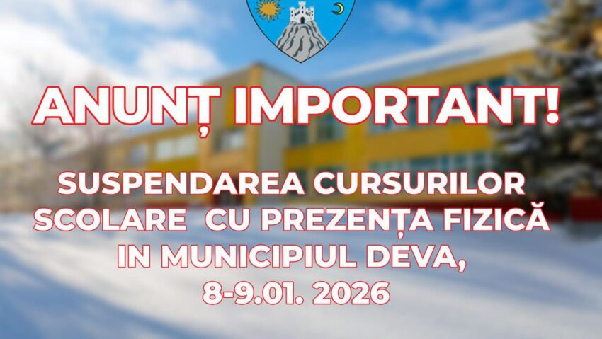 Cursurile școlare suspendate în Deva și Hunedoara din cauza ninsorii abundente. Orele se desfășoară online sau hibrid