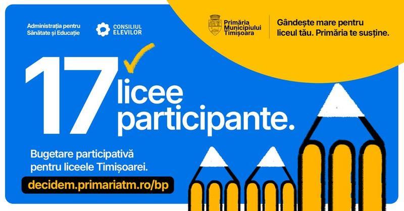 Bugetarea participativă pentru liceeni din Timișoara intră în etapa de implementare: 29 de proiecte aprobate