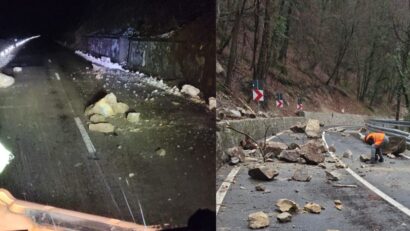Intervenții pe DN 57 și DN 67D, în vestul țării. Căderi de pietre și alunecare de teren afectează traficul