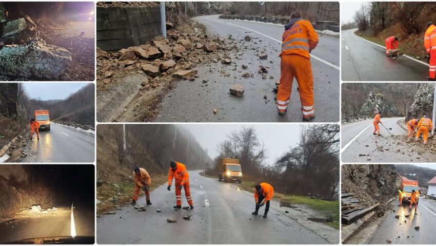 Căderi de pietre pe drumurile naționale din Caraș-Severin: DN 57A și DN 57B afectate