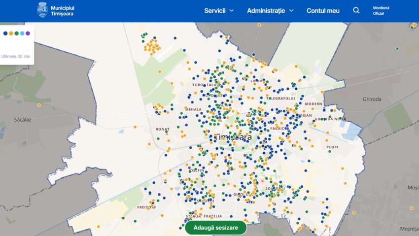 Platforma de sesizări a Primăriei Municipiului Timișoara rămâne activă și în 2026. Peste 21.000 de sesizări înregistrate anul trecut