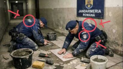 Jandarmeria: imaginile cu jandarmi români care pun gresie sunt false