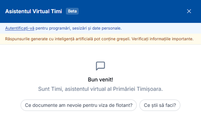 Primăria Timișoara lansează „Timi”, asistentul virtual cu inteligență artificială disponibil 24/7