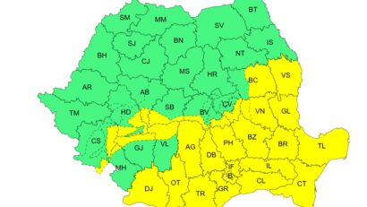 Cod galben de precipitații mixte, ninsori și viscol în aproape jumătate din țară, marți și miercuri