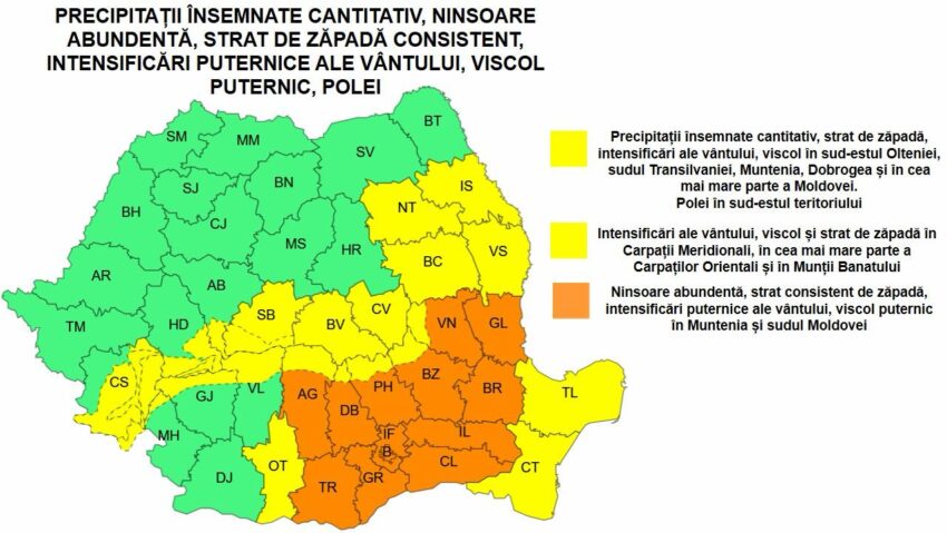 Comitetul pentru situaţii de urgenţă, convocat din cauza avertizărilor meteo