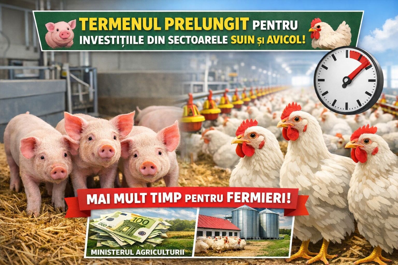 Termen prelungit pentru investițiile din sectorul suin și avicol. Anunț ...