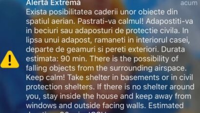Două mesaje RO-Alert în Tulcea după identificarea unei ținte aeriene în nord-estul județului